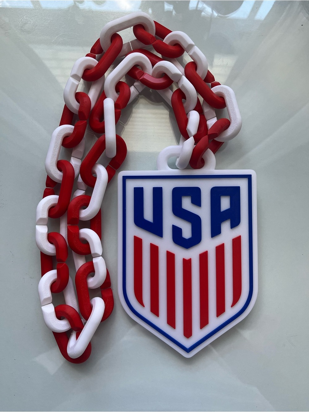 USA Shield Pendant Necklace - Red, White & Blue